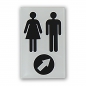 Preview: Toilettenschild, Wegweiser "Frau + Mann mit Pfeil" (schwarz - weiß)