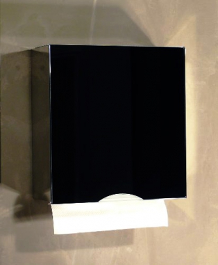 Papiertuchspender Glas schwarz / Edelstahl poliert