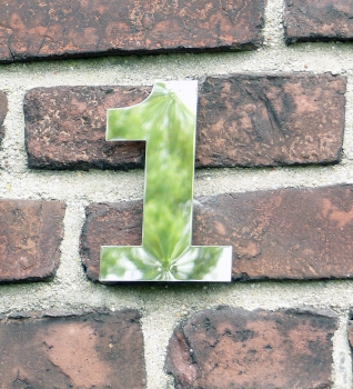 Hausnummer "1", EINS, aus poliertem Edelstahl