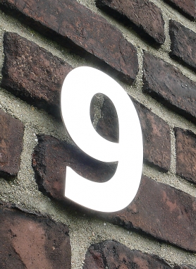 Hausnummer "9", NEUN, aus poliertem Edelstahl
