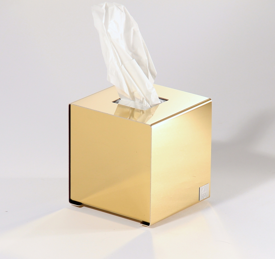 Papiertuchbox, Würfelbox goldfarben (poliert)