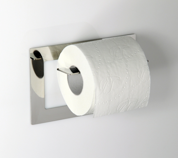 WC Rollenhalter / Toilettenpapierhalter / OHNE BOHREN - hochglänzend poliert - Made in Germany -