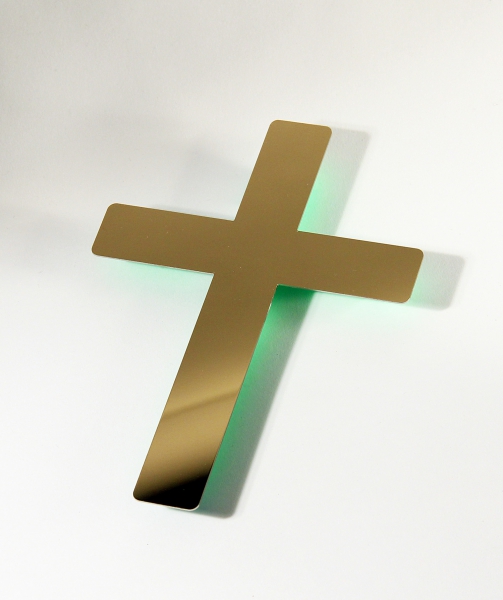 Kreuz, Wandkreuz Edelstahl poliert -goldfarben-