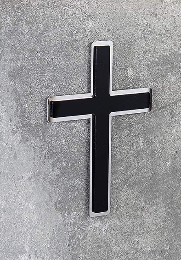 Kreuz, Wandkreuz Edelstahl und Acryl (schwarz)