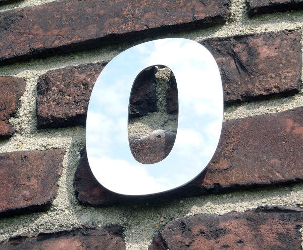 Hausnummer "0"  NULL, aus poliertem Edelstahl