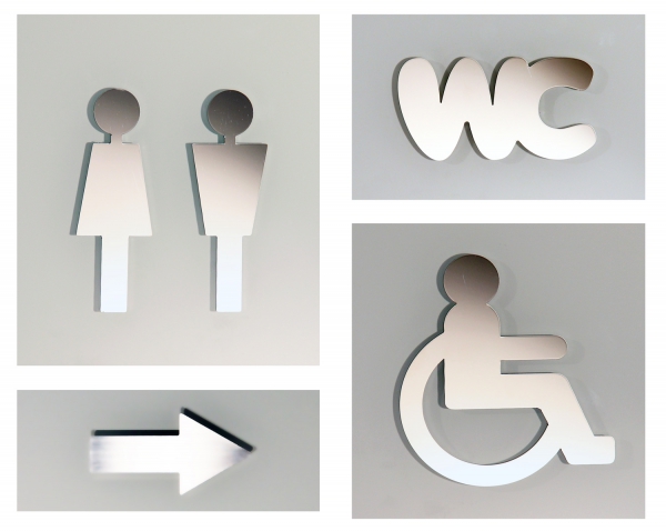 Türschildset - Frau+Mann + Pfeil+WC+Rollstuhlfahrer